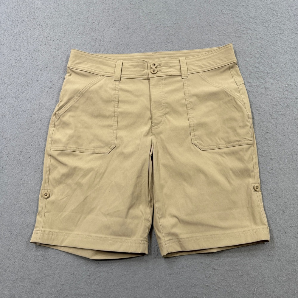 Eddie Bauer Travex Shorts Women's 10 Beige Chino Stretch Utility Hiking Outdoor